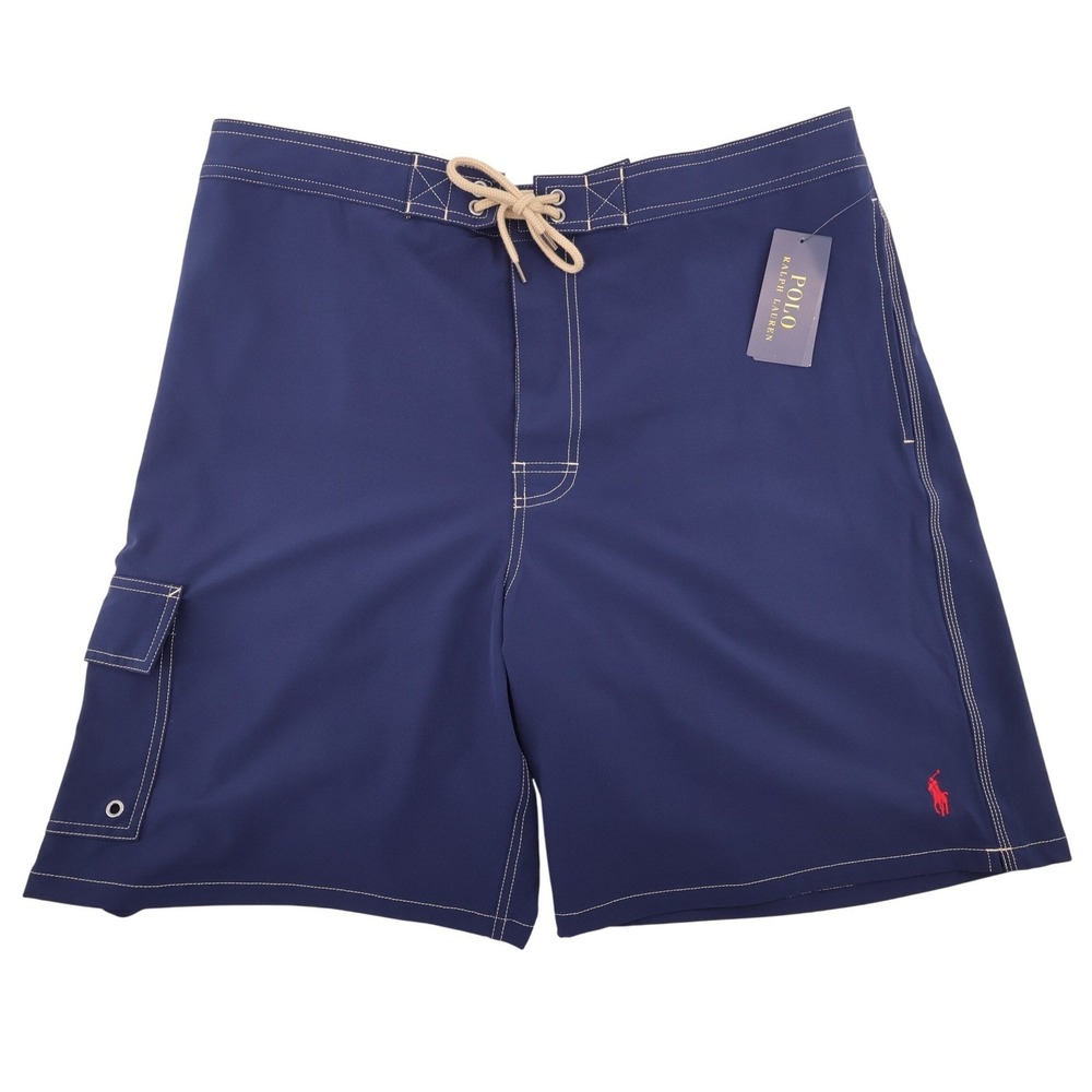 NEW Polo Ralph Lauren Core Replen Swim Trunks Mesh Liner Navy Blue Mens XXL
